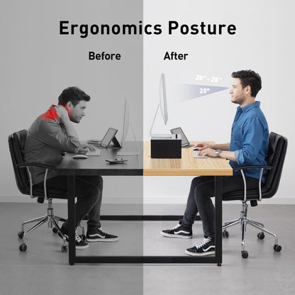 LORYERGO Monitor Stand - Monitor Riser 16.5 inch, 2 Tier Computer Stand, Monitor Stand Riser w/Cellphone Holder & Storage Space, Desk Stand for Laptop, Printer, PC, for Home & Office