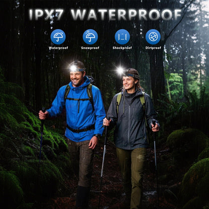 LED Headlamp Rechargeable, 2000 Lumens Super Bright Head Lamp with Motion Sensor, 5 Modes & 120°Adjustable & IPX7 Waterproof USB Rechargeable Headlight for Outdoor Camping, Running, Cycling, Climbing