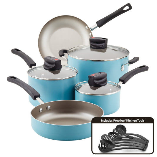 Farberware 14-Piece Nonstick Cookware Set, Aqua