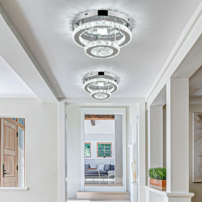 Modern Crystal LED Chandelier Flush Mount Light