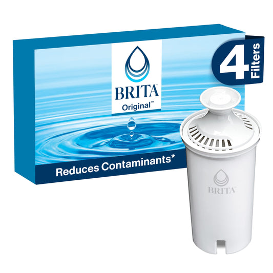 Brita Standard Water Filter for Pitchers and Dispensers, BPA-Free, Reduces Copper, Cadmium and Mercury Impurities, Lasts Two Months or 40 Gallons, Includes 4 Filters for Pitchers