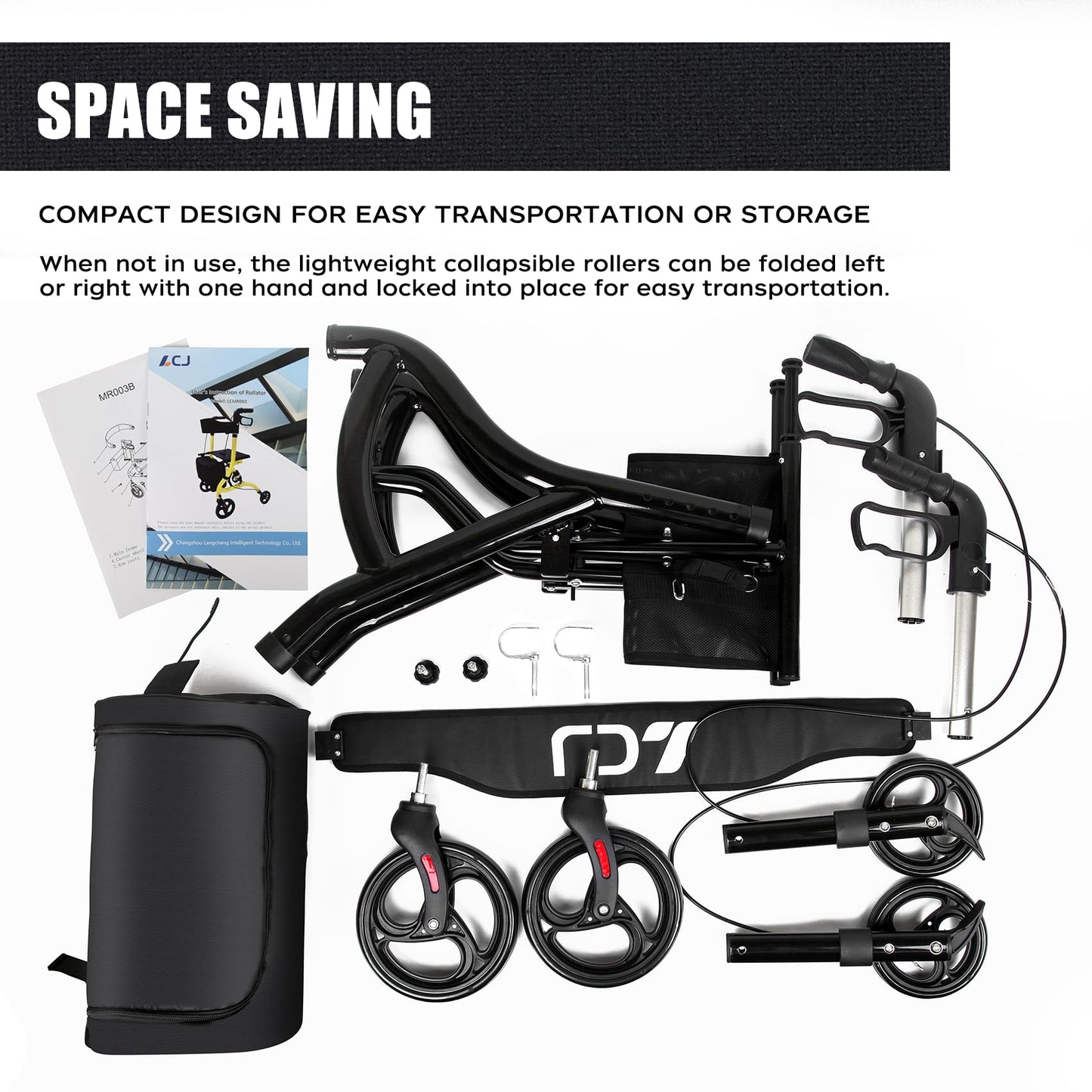 Mobility Walker with Seat and Shopping Bag