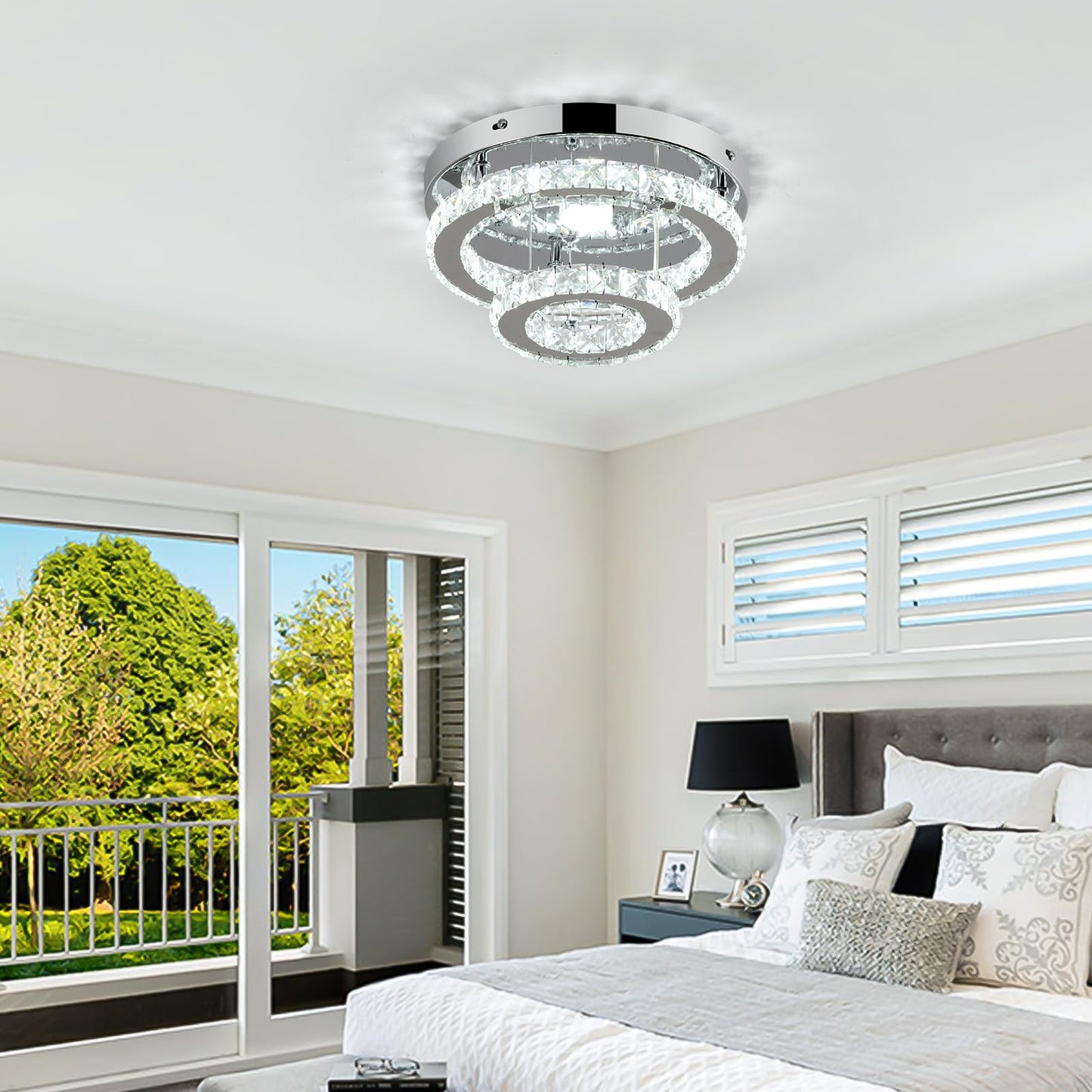 Modern Crystal LED Chandelier Flush Mount Light