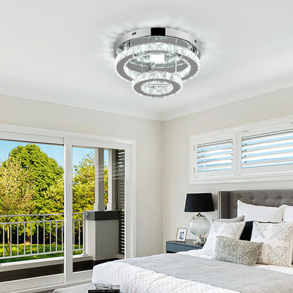 Modern Crystal LED Chandelier Flush Mount Light