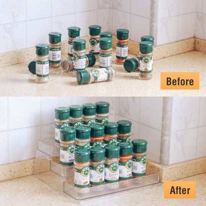 CherHome 2PCS Spice Rack Organizer，3-Tier Spice Organizer for Cabinet，Set of 2 Kitchen Countertop and Cabinet Seasoning Organizer (2 Pieces)