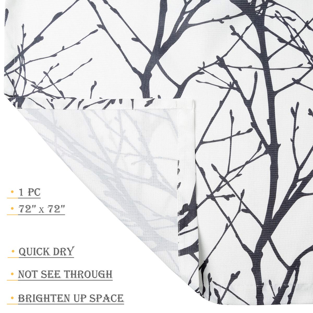 Waffle Weave Shower Curtain with Tree Branch Print