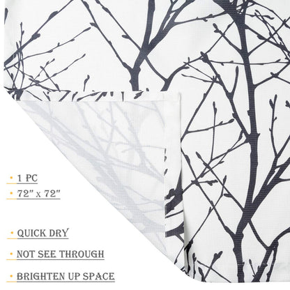 Waffle Weave Shower Curtain with Tree Branch Print