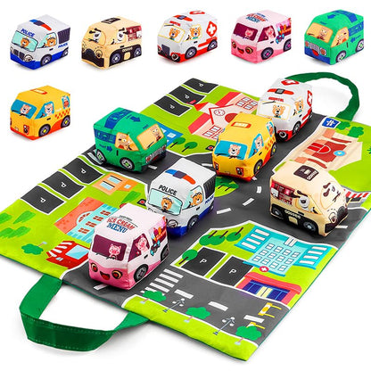 6-Pack Jingle Bell Fabric Car Toys with Bag