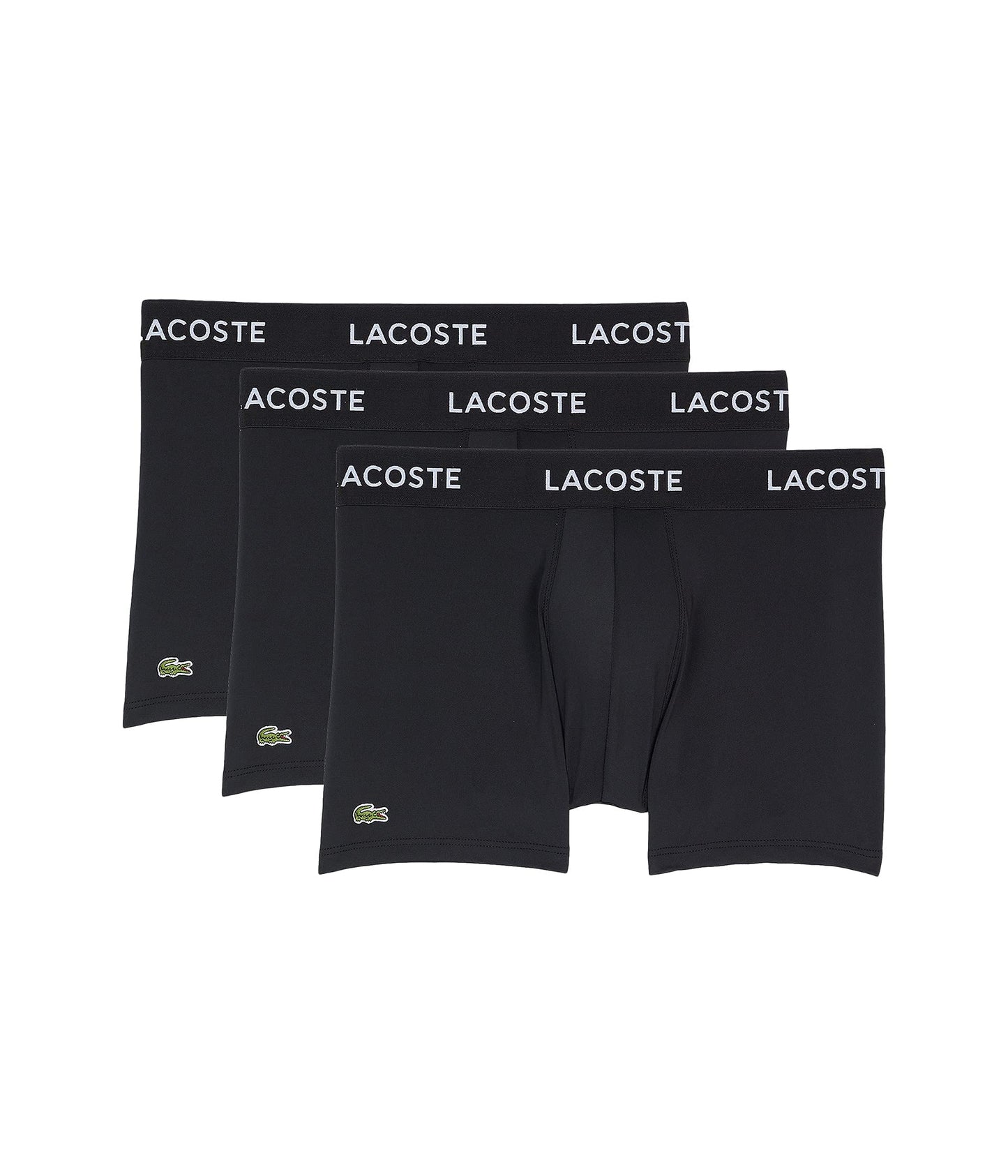 Lacoste Men's Recycled Microfiber Ultra Dry Trunks, 3-pack, Black with Black waistbands, Small