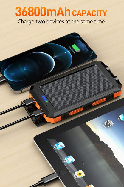 36800mAh Solar Power Bank with Dual QC 3.0