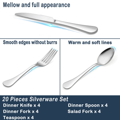 20-Piece HaWare Stainless Steel Flatware Set