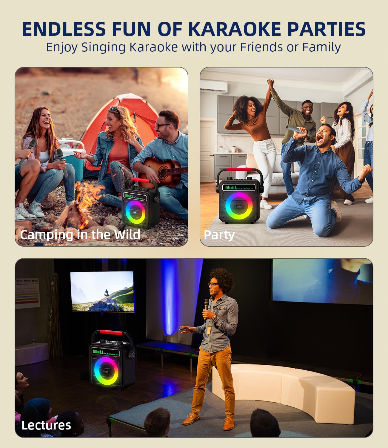 Karaoke Machine with 2 Wireless Microphones