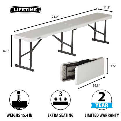 Lifetime Portable Folding Bench - White Outdoor Seating