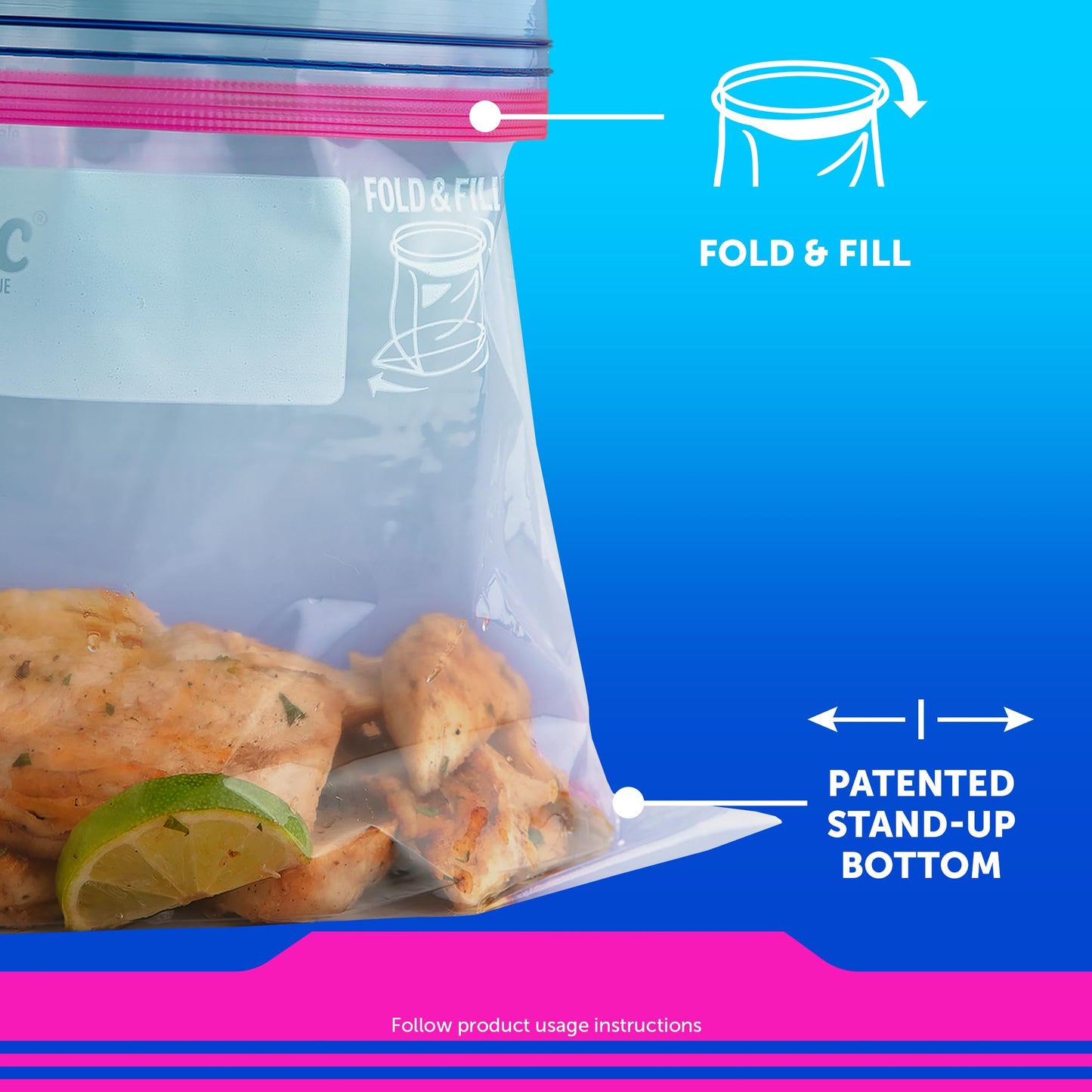 Ziploc Gallon Food Storage Bags, Stay Open Design with Stand-Up Bottom, Easy to Fill, 19 Count