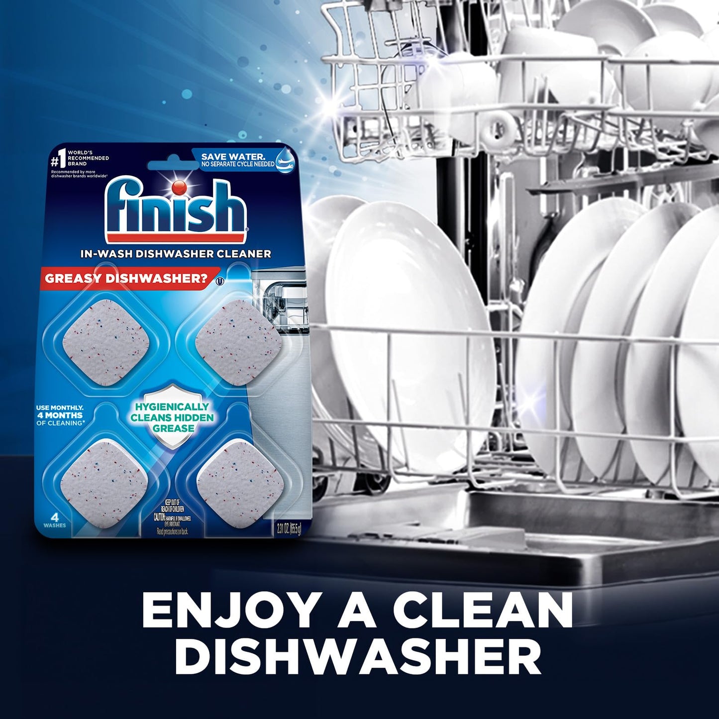 Finish Dishwasher Cleaner Tablets, Lemon Scented