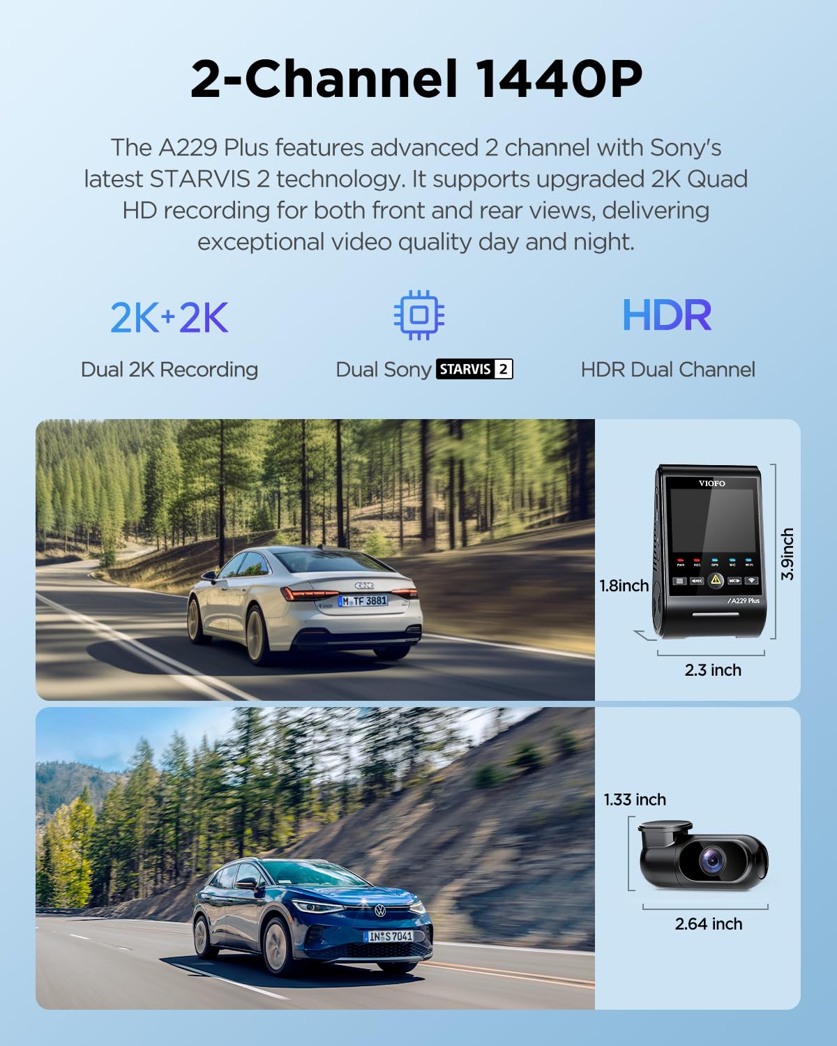 VIOFO A229 Plus Dual Channel Dash Cam