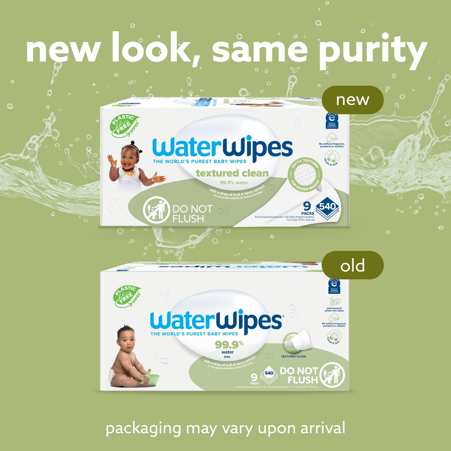 WaterWipes Plastic-Free Baby Wipes, 540 Count