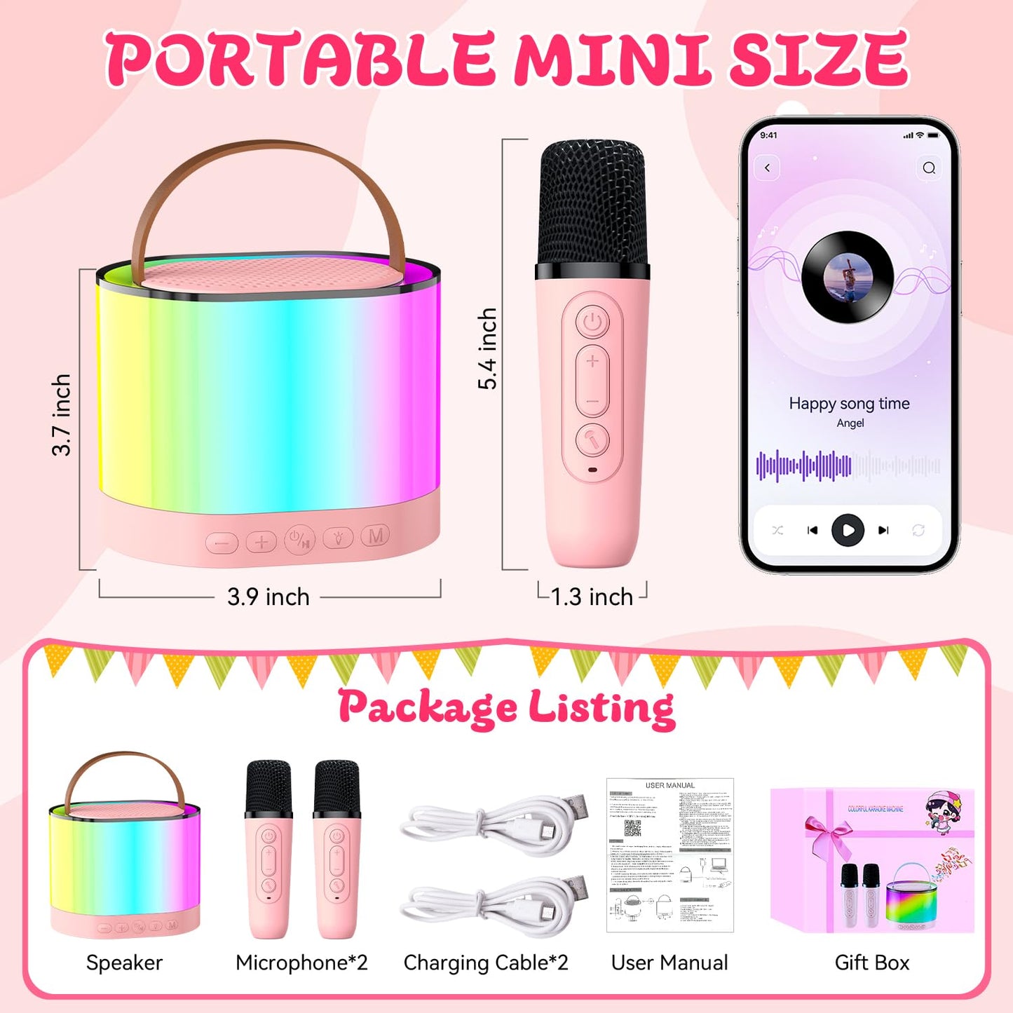 Karaoke Machine for Kids with 2 Microphones