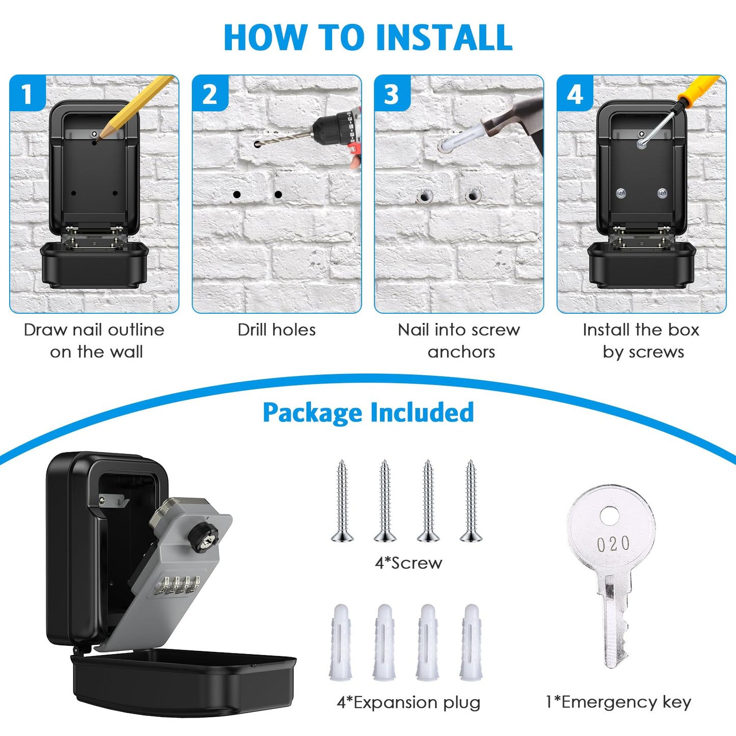 Key Safe Box AMIR 4 Digit Combination Lock