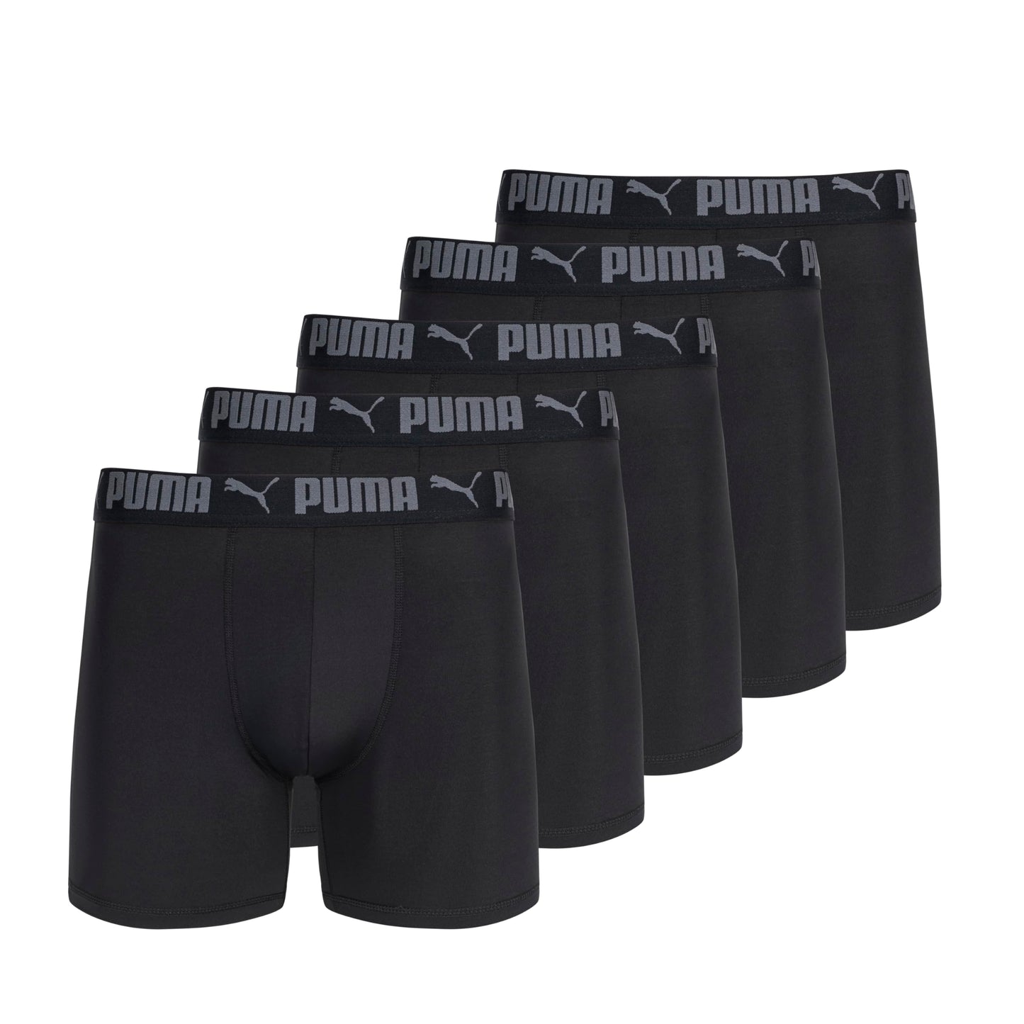 PUMA Men's 5 Pack Performance Boxer Briefs, Black