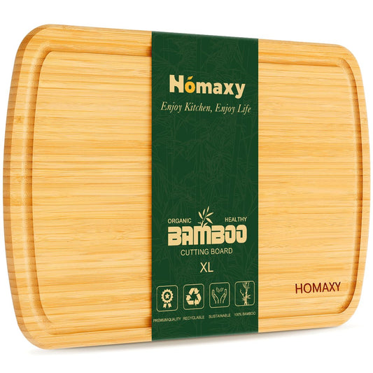 Homaxy Extra Large Bamboo Cutting Boards for Kitchen, 18x12.5" Wood XL Cutting Board with Juice Groove, Butcher Block Wooden Chopping Board for Kitchen, Meat, Cheese, Fruit & Vegetables - Pre Oiled