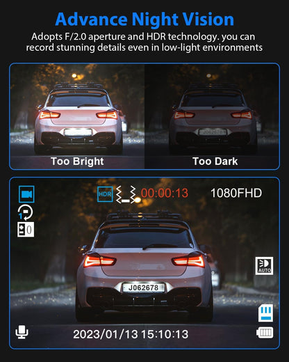 3 Channel Dash Cam with 32GB Card