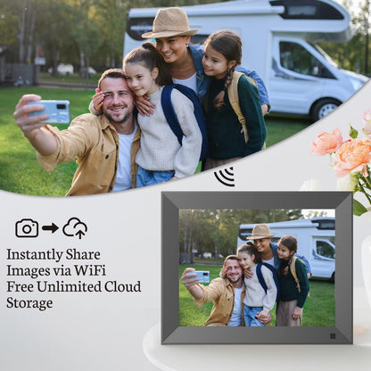 BSIMB 32GB WiFi Digital Picture Frame, 9.7 Inch Electronic Photo Frame with IPS Touch Screen, Instantly Share Pictures & Videos via App & Email, Auto-Rotate, Wall Mountable, Dad Gifts, Gifts for Men
