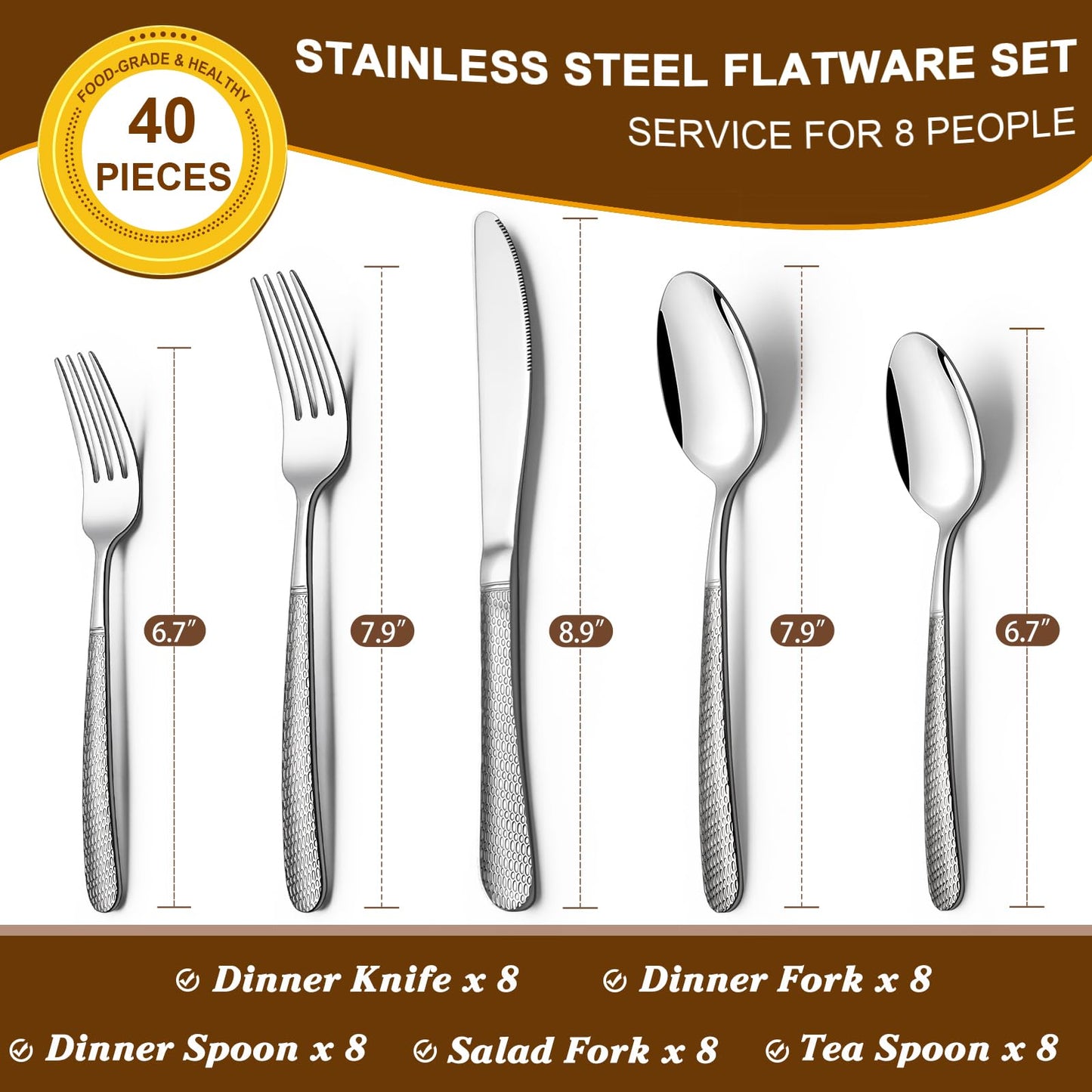 40-Piece Stainless Steel Flatware Set for 8