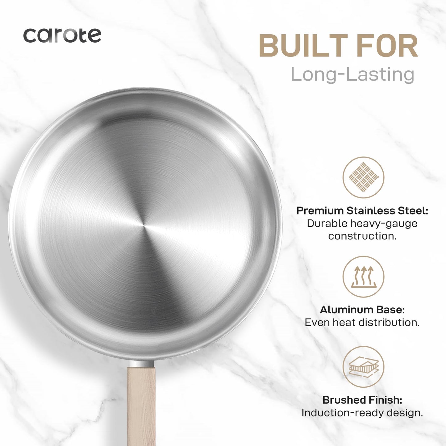 10-Piece CAROTE Stainless Steel Cookware Set