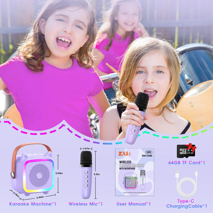 Mini Karaoke Machine for Kids with Bluetooth Mic