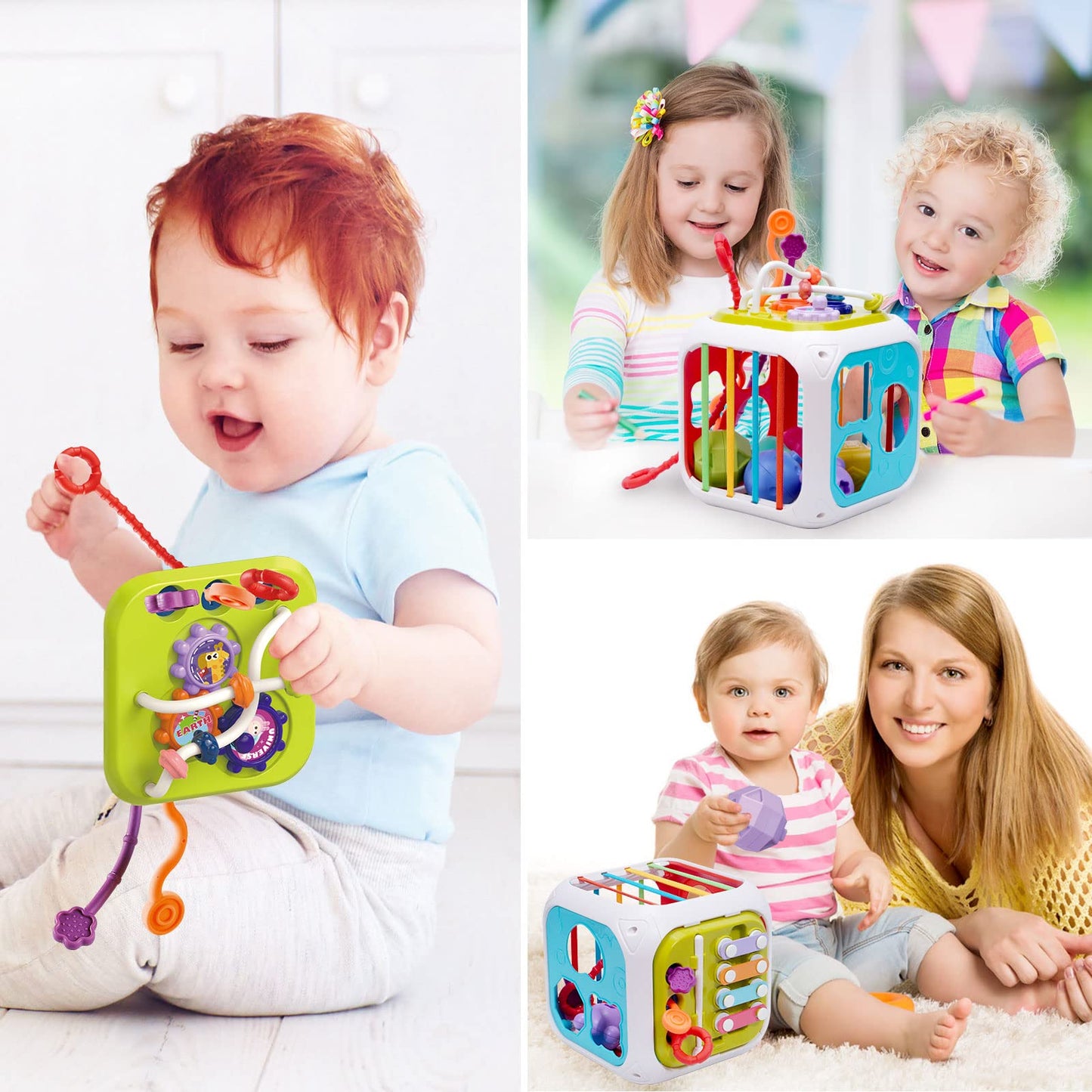 7-in-1 Baby Sensory Montessori Toys for 1 Year Old, Toddler Toys for 1 2 Year Old Boys Girls Gifts,Toddler hape sorter Developmental Learning Toys Birthday Gifts,Baby Toys 6-12-18 Months