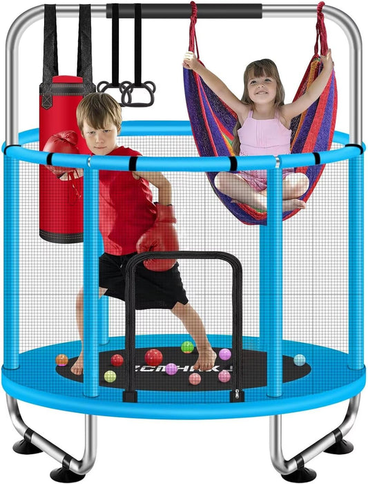 Kids 55" Trampoline with Enclosure & Gym Bar