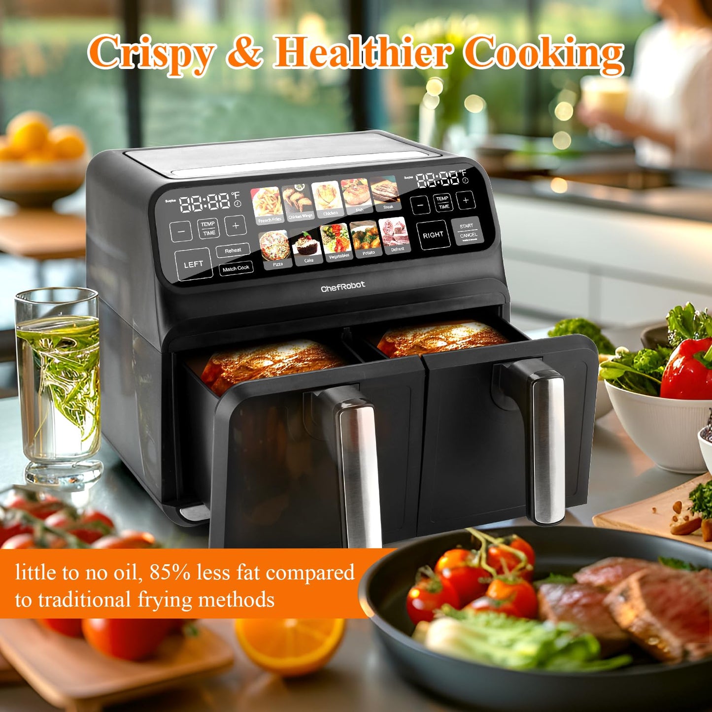 ChefRobot 8QT Dual Air Fryer with TFT Screen