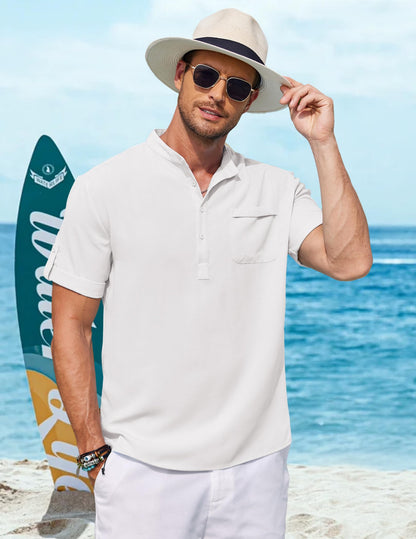 Men's Casual Short Sleeve Henley Shirt