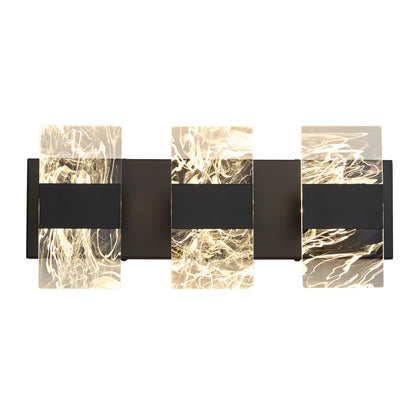 NADOSA Modern LED Bathroom Light Fixtures 3-Light Black Vanitys Light, 5CCT Adjustable Lighting Fixture Vanity Lights Over Mirror, Smoked Acrylic LED Vanity Lights for Bathroom