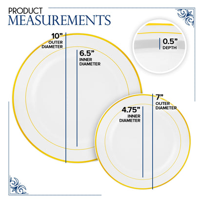 Disposable White and Gold Plates Set for Parties