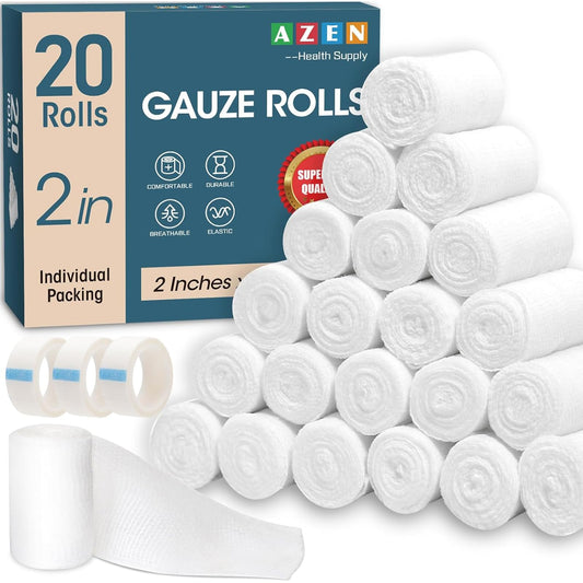 AZEN 20 Pack Premium Gauze Bandage Rolls