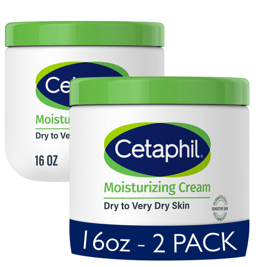 Cetaphil Face & Body Moisturizer, Hydrating Moisturizing Cream for Dry to Very Dry, Sensitive Skin, NEW 16 oz 2 Pack, Fragrance Free, Non-Comedogenic, Non-Greasy