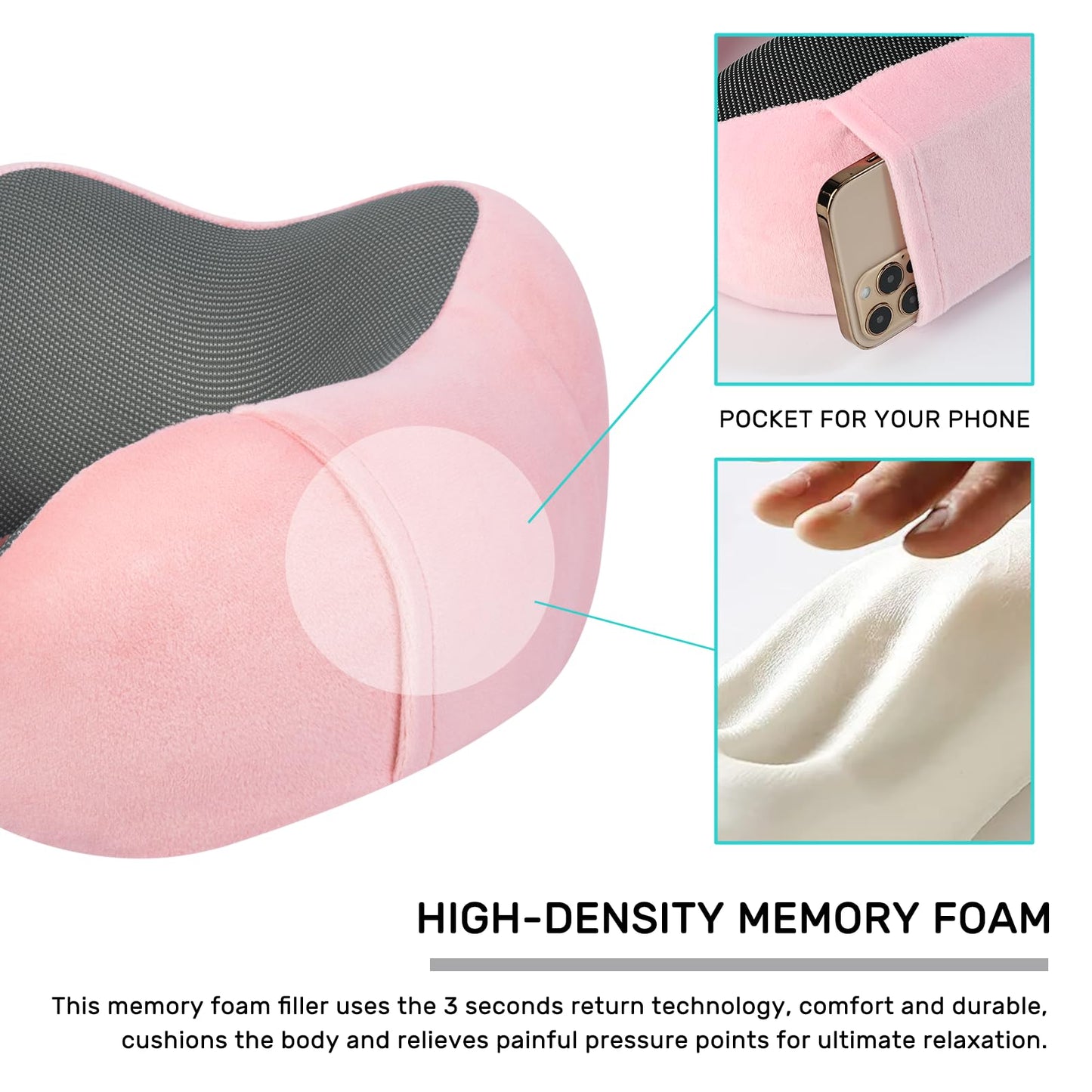 2 Pack Memory Foam Travel Neck Pillows