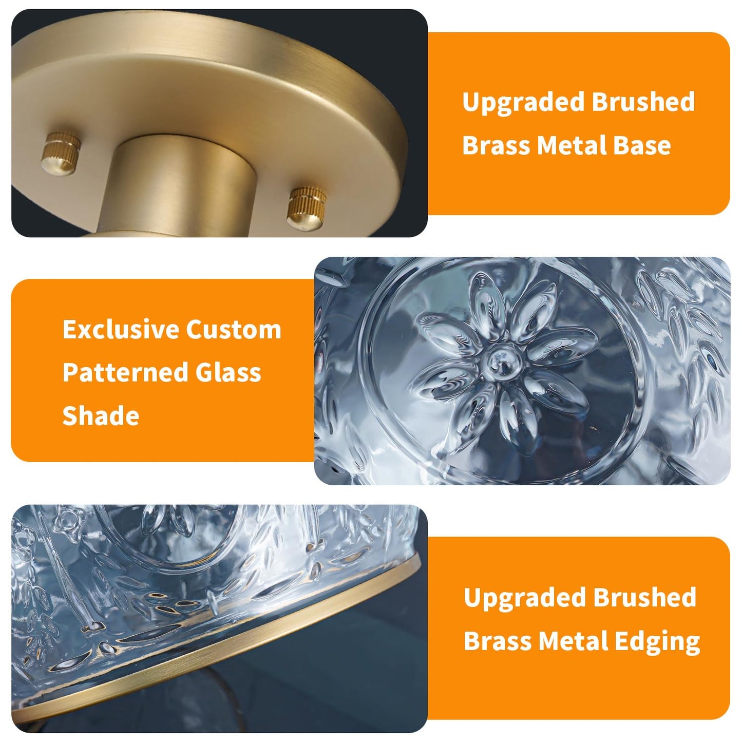 OIYIO Vintage Semi-Flush Mount Ceiling Light