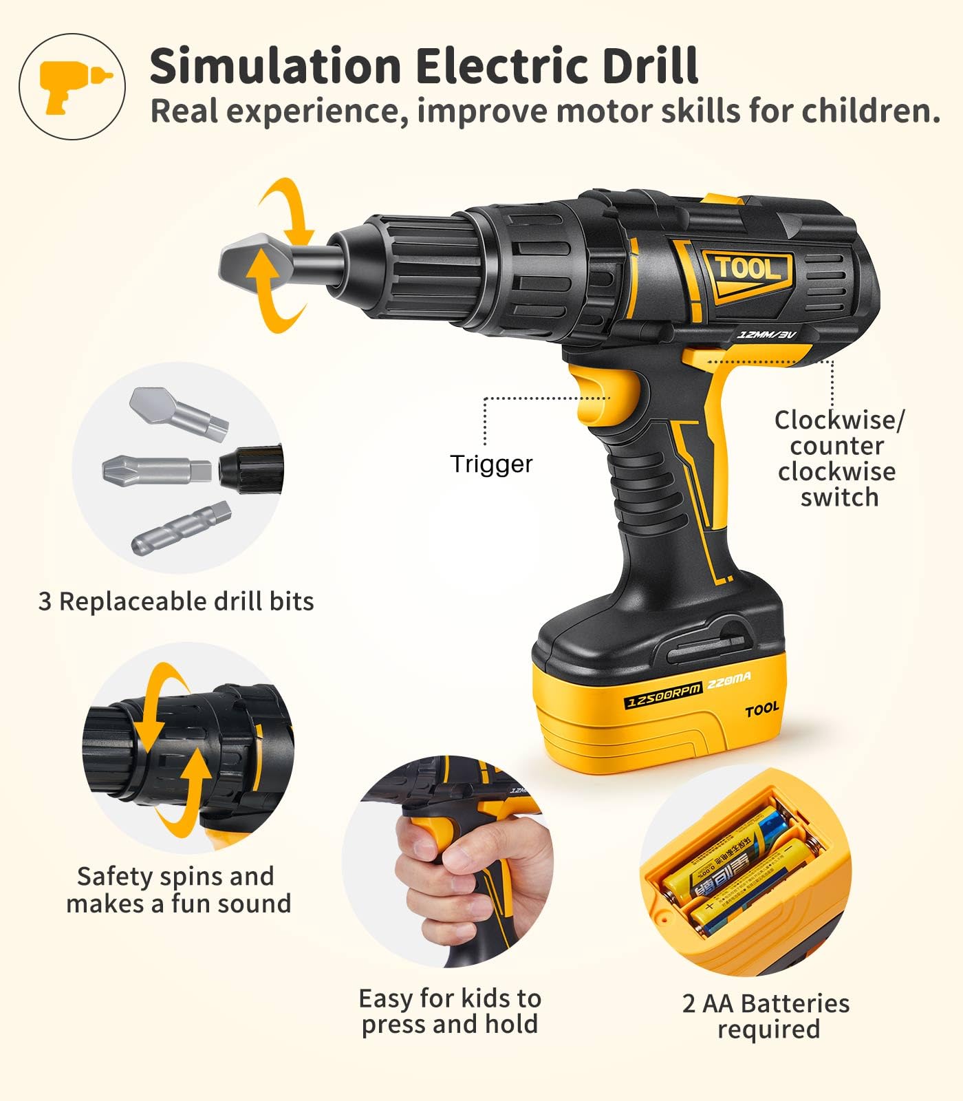 Toddler Tool Set with Electronic Drill Kit