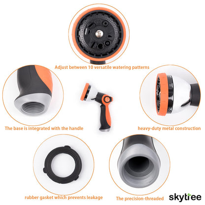Metal Hose Nozzle with 10 Spray Patterns