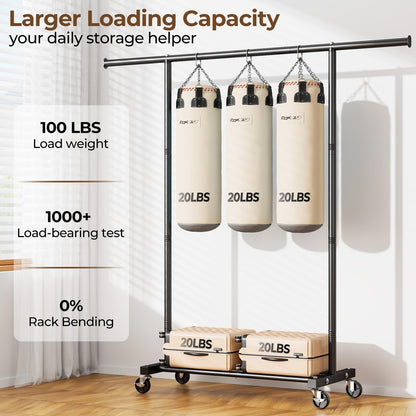 Portable Clothing Rack with Wheels for Storage