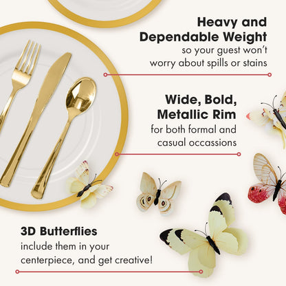 Clear & Gold Disposable Party Plates Set for 50