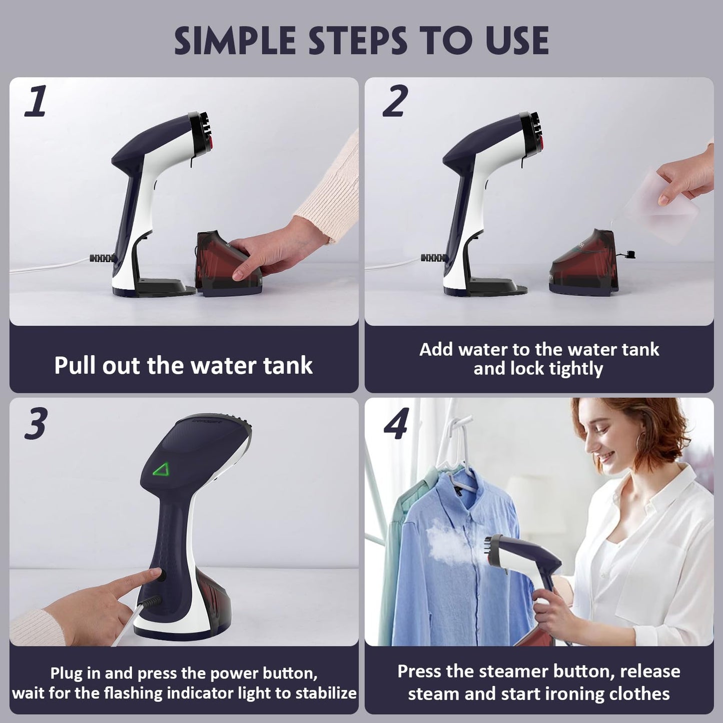 URPOWER Handheld Clothes Steamer 1500W Fast Heat