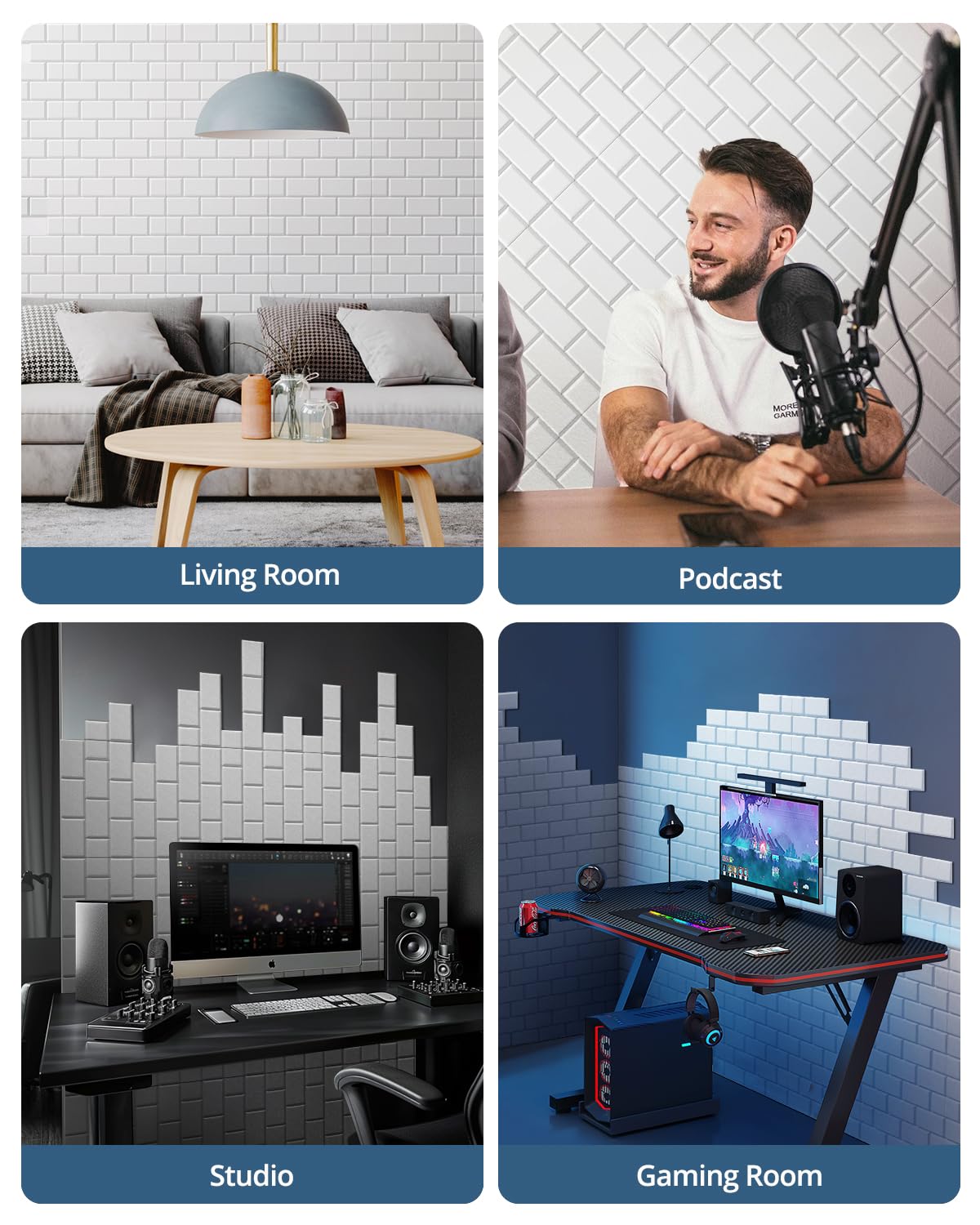 Soundproof Acoustic Foam Panels, 18 Pack, White