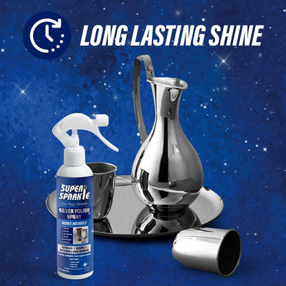 SUPER SPARKLE Silver Polish Cleaner Spray 8 Ounce - Instant Tarnish Remover & Long-Lasting Shine For Sterling Silver - Silver Cleaner Polish For Sterling Silverware - Safely Cleans & Removes Tarnish