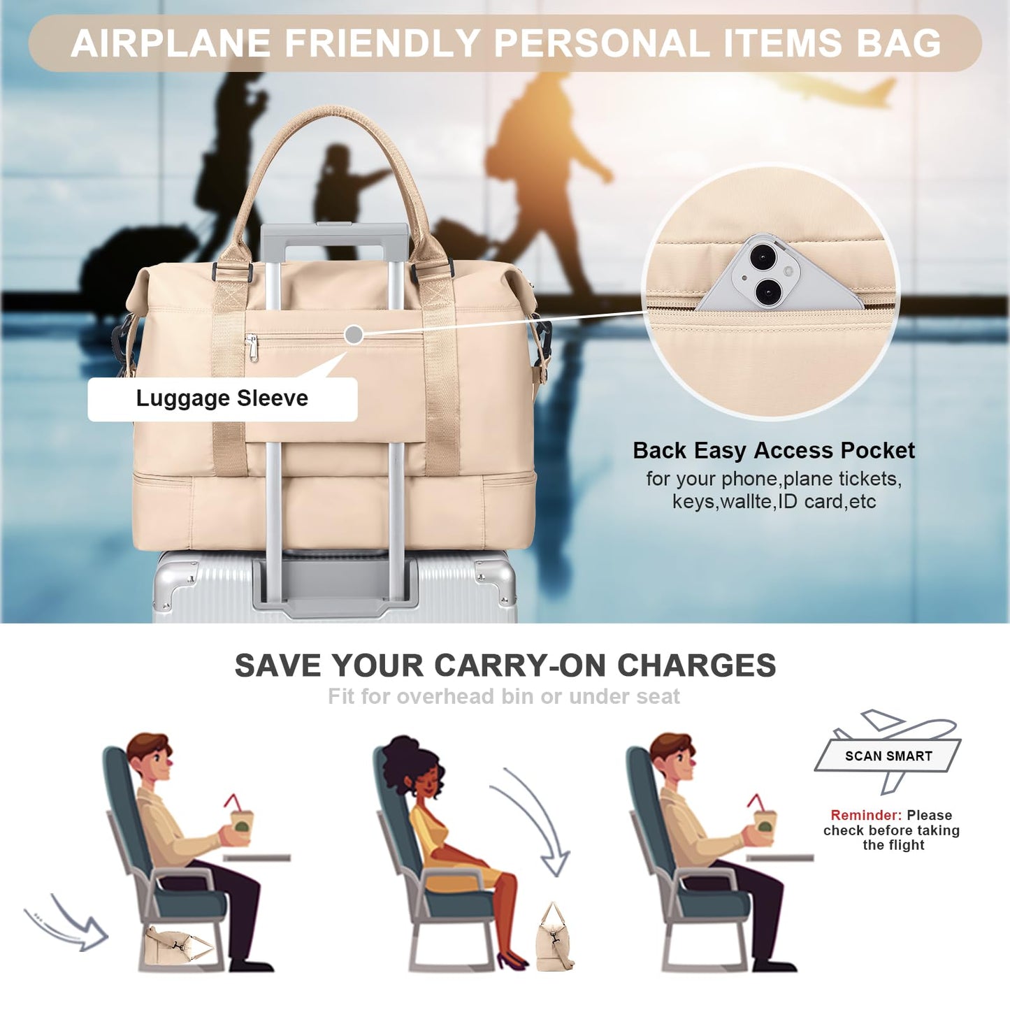 Travel Duffel Bag with Shoe Compartment