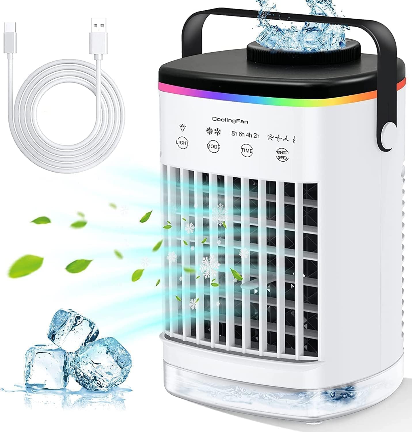 UPDATE: DEAD ❗ Portable Air Conditioners, Cooling fan Mini Air Conditioner Portable, 4 Wind Speed & 7 LED Light, 2 Cool Air Spray & 2-8H Timer, Personal Air Conditioner Evaporative Air Cooler for Room/Office