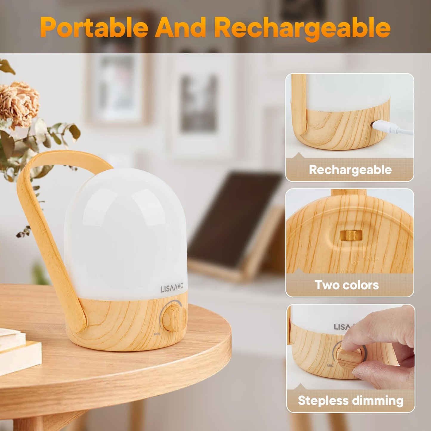 Portable Cordless Rechargeable Bedside Lamp